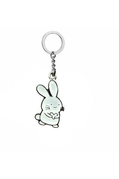 Herşey Nota Cute Rabbit Figure Keychain – Sweet and Durable Metal Accessory