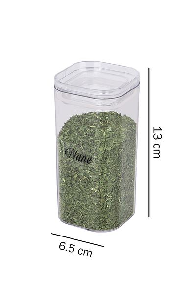 Lizzy 6-Piece Transparent 300 ml Acrylic Vacuum Lid Spice Rack with 24 Pieces of Labels as a Gift