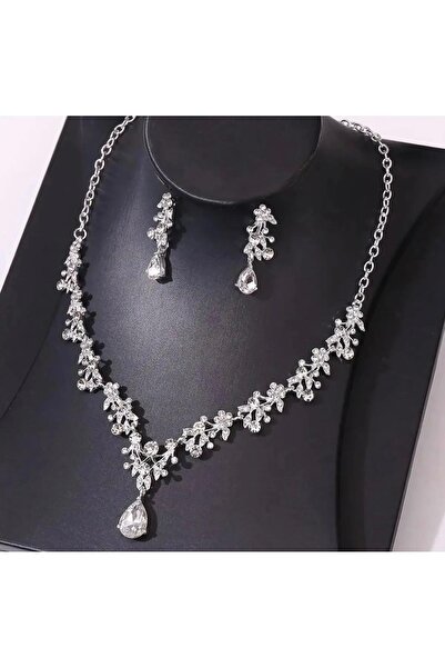 Tudivanyu Aksesuar Stylish Bridal Jewelry Set with Zircon Stone