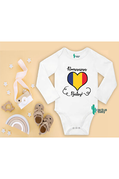 CACTUS COLLECTION Romanian Baby Heart Flag Romania Baby Bodysuit