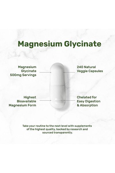DEAL SUPPLEMENT Magnesium(Magnesium) Glycinate 500Mg, 240 Veggie Caps Mineral Sleep & Heart Health