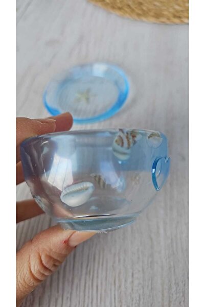 Epoksikalesi Deniz Esintili Epoksi Fincan Takımı 2'li Kahve Bardağı Ve Tabak Seti