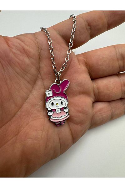 Herşey Nota My Melody Figured Necklace in Pink Dress – Cute Sanrio Jewelry with 60 cm Chain