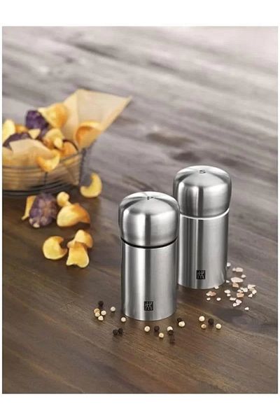 maxstrox Zwilling Salt-pepper Mill Set, Stainless Steel, Silver Color, 100 ml
