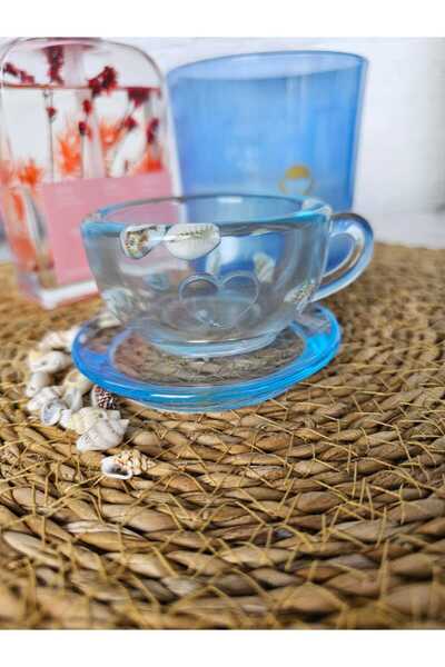 Epoksikalesi Deniz Esintili Epoksi Fincan Takımı 2'li Kahve Bardağı Ve Tabak Seti