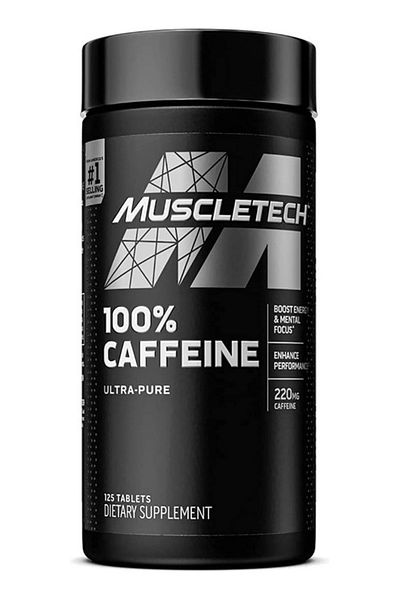 MUSCLETECH 100% Caffeine, Ultra Pure Energy Pills for Maximum Vitality 125 Tablets - 220mg Caffeine per Serving