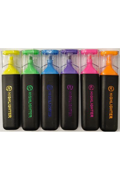 ada çanta kırtasiye Set of 6 Highlighter Pens Transparent Cover Ad90333