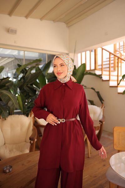 Wovi Women's Bottom Top Long Suit Button Shirt Pants