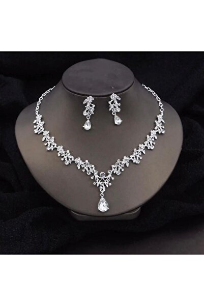 Tudivanyu Aksesuar Stylish Bridal Jewelry Set with Zircon Stone