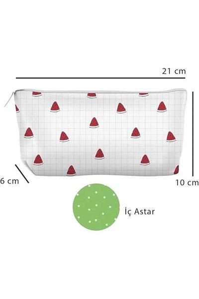 Mu Art Ahşap Suport pentru stilou din pânză Riyaz, trusă pentru creion, portofel, burduf, căptușită interioară, 21X10X6Cm (Watermelon)