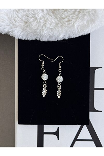 WhimsyWhite أقراط بيضاء على شكل ورقة الورد، أقراط على شكل ورقة النيكل