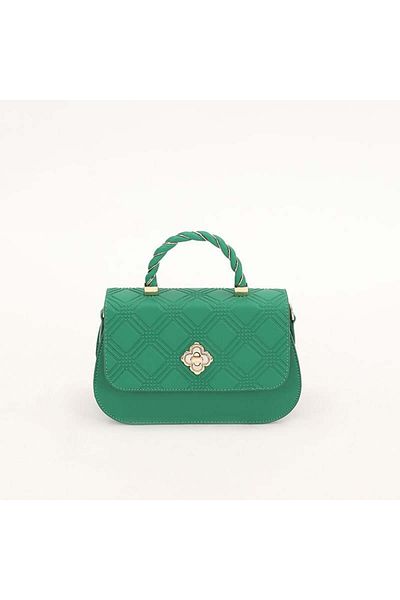 Levidor Green Embossed Patterned Women's Handbag