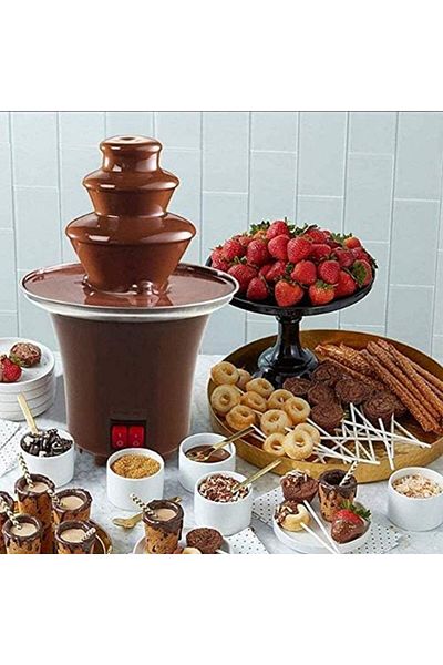 Generic Mini Chocolate Fountain Three Layers Creative Design Chocolate Melt With Heating Fondue