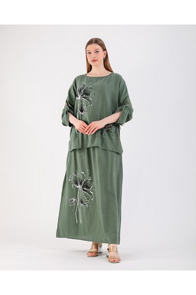 ZTO Women's Various Printed Bluz Skirt Set
