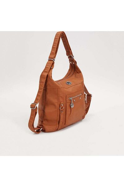 Levidor Tan Large Size Women's Leather Shoulder Bag