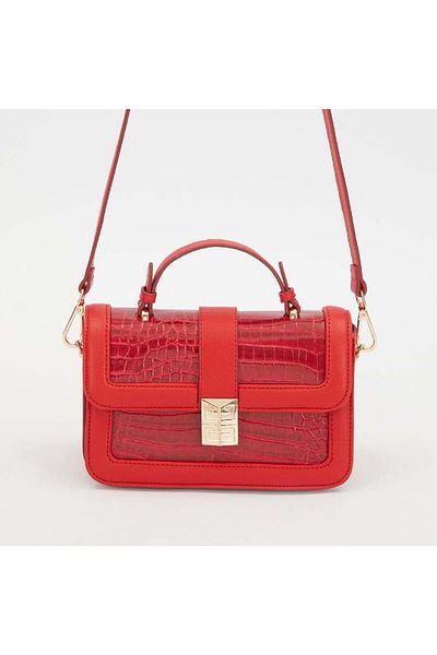Levidor Red Crocodile Leather Women's Patent Leather Handbag