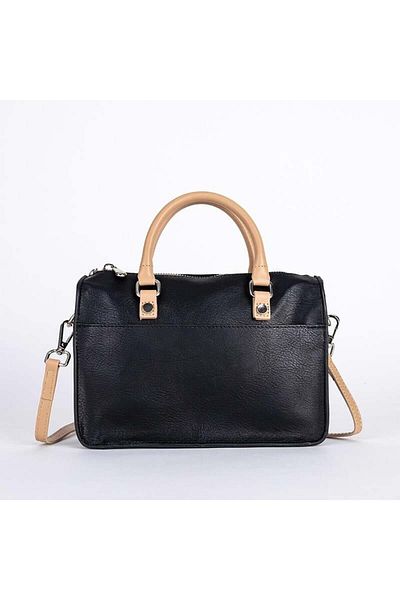 Jacquline Black Momos Multi-Compartment Women's Leather Handbag