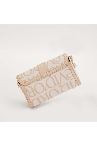 Levidor Krem Çift Askılı Kadın Logolu Çapraz Çanta