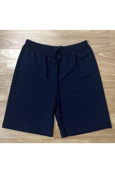 Betimoda Pantaloni scurți de damă cu talie elastică, cu picioare largi, oversize, din țesătură, bleumarin