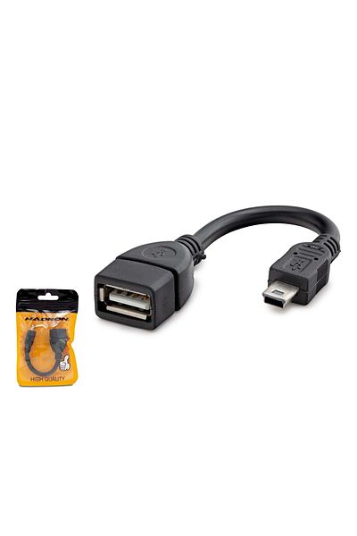 HADRON Hdx7557 USB Mini V3/5Pin إلى USB F محول أسود
