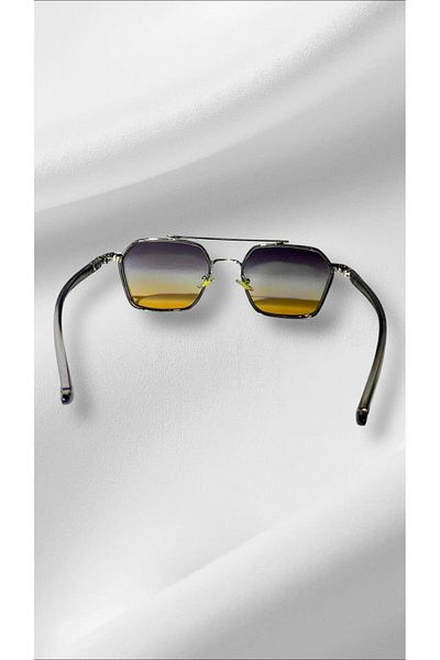 MİSE Hexagon Frame Unisex Silver Color Sunglasses Gray Frame Color Glass