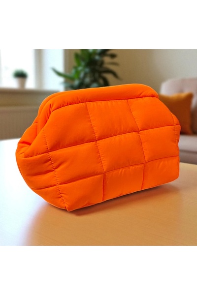 Nuggita Neon Orange Puffer Secret Scholarship Clutch Bag