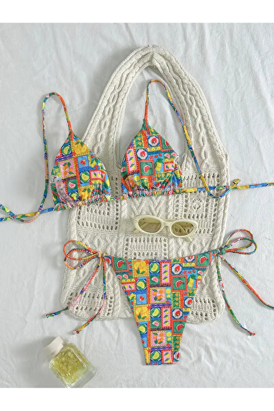 MİLALAZO Doopamin Baskılı Seksi Bikini Takımı Kadınlar için Sıcak Mayo Kıyafeti