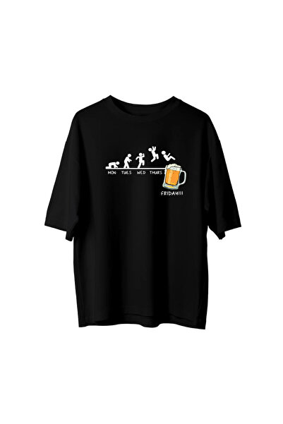 SVART WEAR Tricou unisex Friday Beer Bira cu imprimeu tricou supradimensionat...