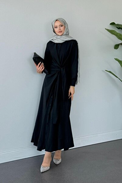 Hazamoda Happy Bağlamalı Elbise SİYAH