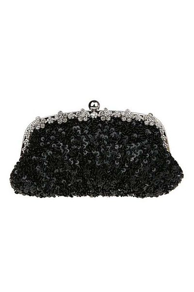 fun zone Sequin Clutch Black Evening Bag
