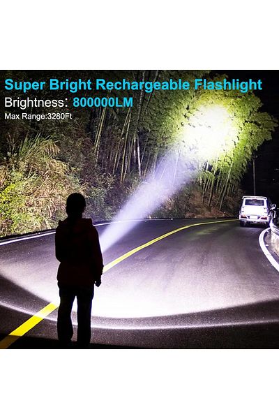 Denx Rechargeable Flashlights High Lumens, Tactical Flashlights 800000 Lumen Super Bright Led Flash Light