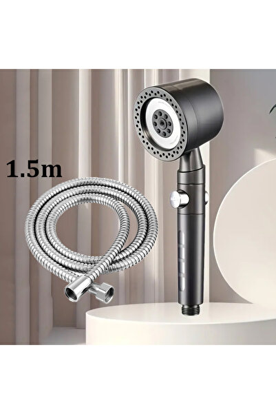 Choice رأس دش جديد رمادي 1.5 متر بفلتر عالي الضغط لتوفير المياه و5 أوضاع رأس ...