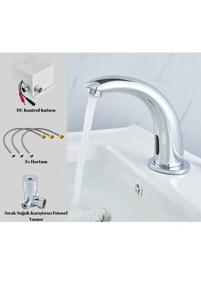 Flextail Fotoselli Lavabo Bataryası Sıcak&Soğuk Karıştırıcı Vanalı Full Set