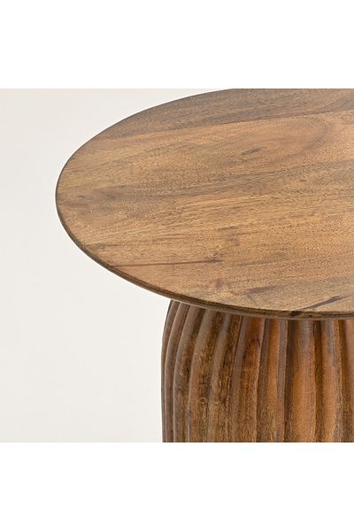 homez side table wood and marble in brown, 50*45*45cm