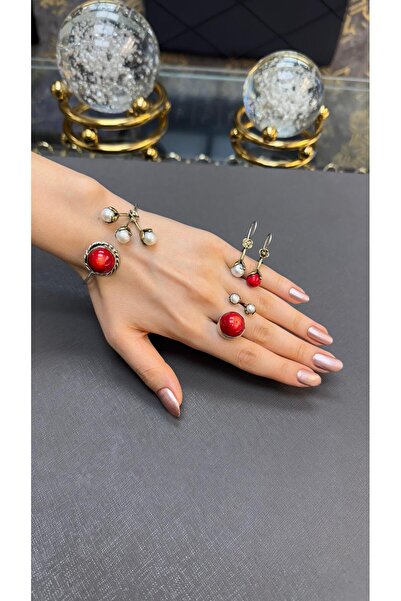 Gümüşhanesi Mercan ve incili gümüş set takım