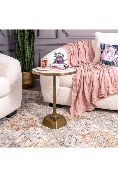 homez Metal And Marble Side Table - 40*40*51 cm