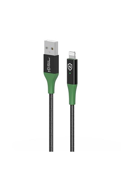 MicroConnect Cablu de încărcare inteligentă MFI USB-A la Lightning 2m negru-verde, MC-SMART USB A-L-2
