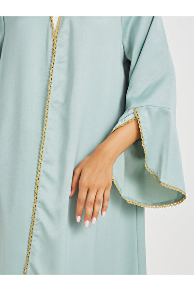 Keenly By Styli Solid Bell Sleeve Open Front Abaya and Twisted Waist Skirt Set