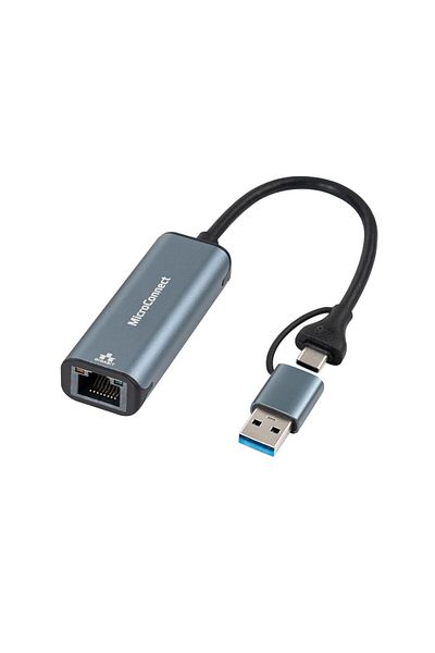 MicroConnect Adaptor de rețea Gigabit USB-C/A la RJ45, MC-USBACNET1G