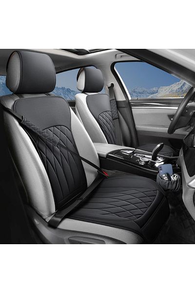 Elindor Set of 2 waterproof car seat covers, with storage pocket and seat belt pads, Black