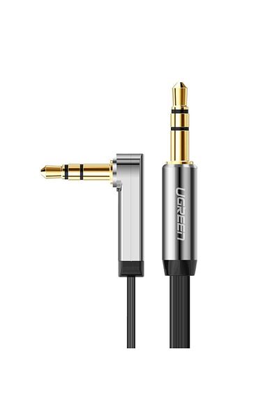 Ugreen Kabel przewód płaski kątowy audio AUX 3.5mm minijack 0.5m czarny
