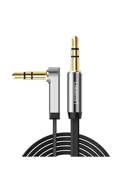 Ugreen Kabel przewód płaski kątowy audio AUX 3.5mm minijack 0.5m czarny