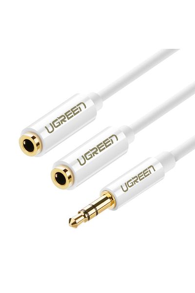 Ugreen Rozdzielacz przewód słuchawkowy mini jack 3.5 mm na 2x mini jack 3.5mm 20cm biały