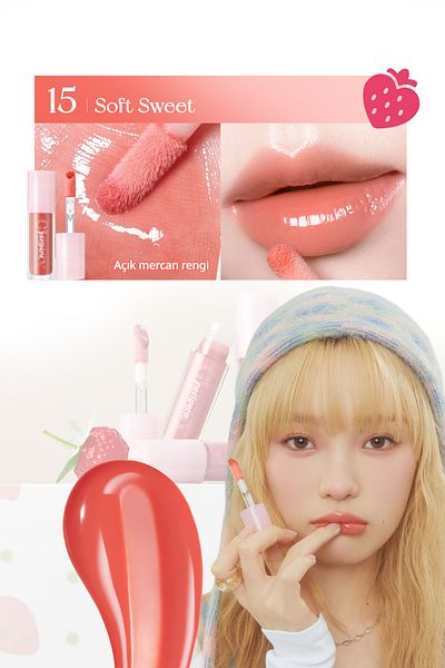 PERIPERA Gloss Ink Glasting Lip Gloss That Gives Lips a Plump and Shiny Look (15 Soft Sweet)