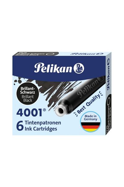 Herlitz 4001 Small Ink Cartridges, Material Plastic, Ink Color Glossy Black, Set of 6