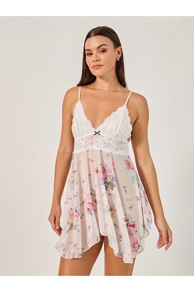 Styli Floral Lace Babydoll Lingerie