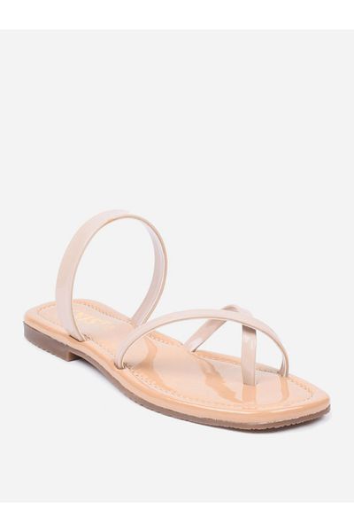 GNIST By Styli Plain Cross Toe Strappy Flat Sandals
