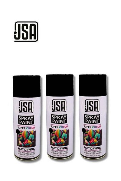JSA A set of 3 multi-purpose spray paint cans in black color, each with a capacity of 400ml