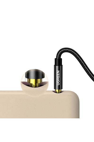 Ugreen Wytrzymały kabel przewód audio AUX w oplocie wtyczka kątowa minijack 3.5 mm 1m niebieski