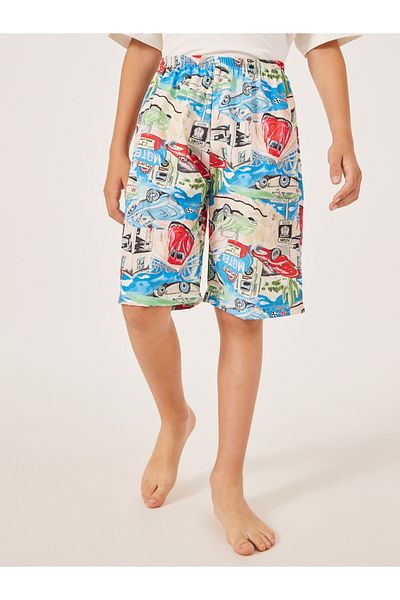 Styli Graphic Print Elastic Waist Swim Shorts